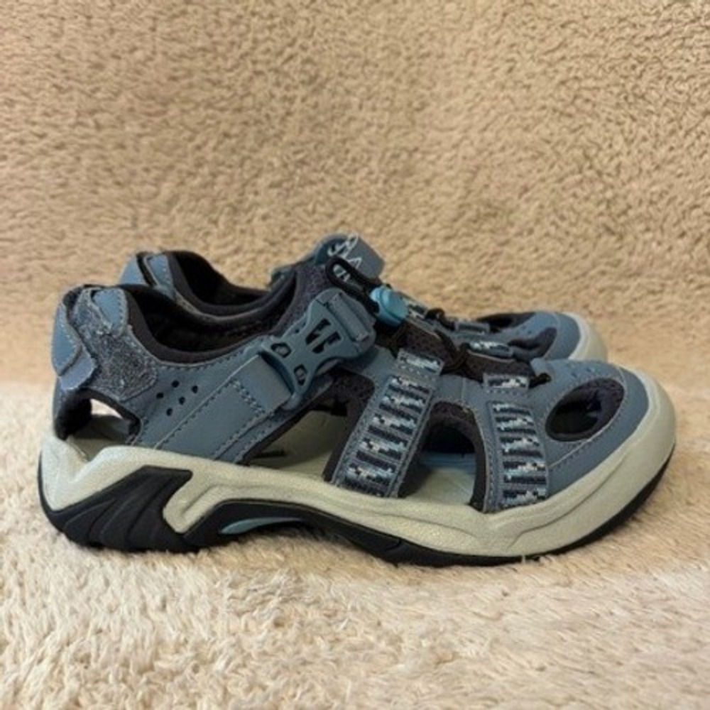 Teva Omnium Womens Hiking Sandals Blue Grey Closed Toe Water Shoes Size 7 6154